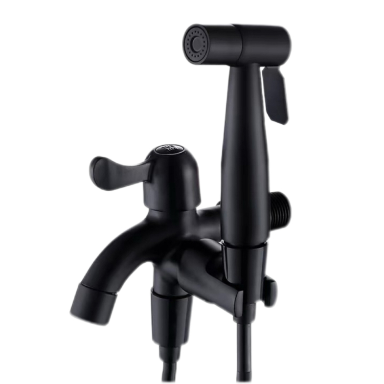 Faucet Kontrol Ganda Hitam Dengan Pistol Semprot