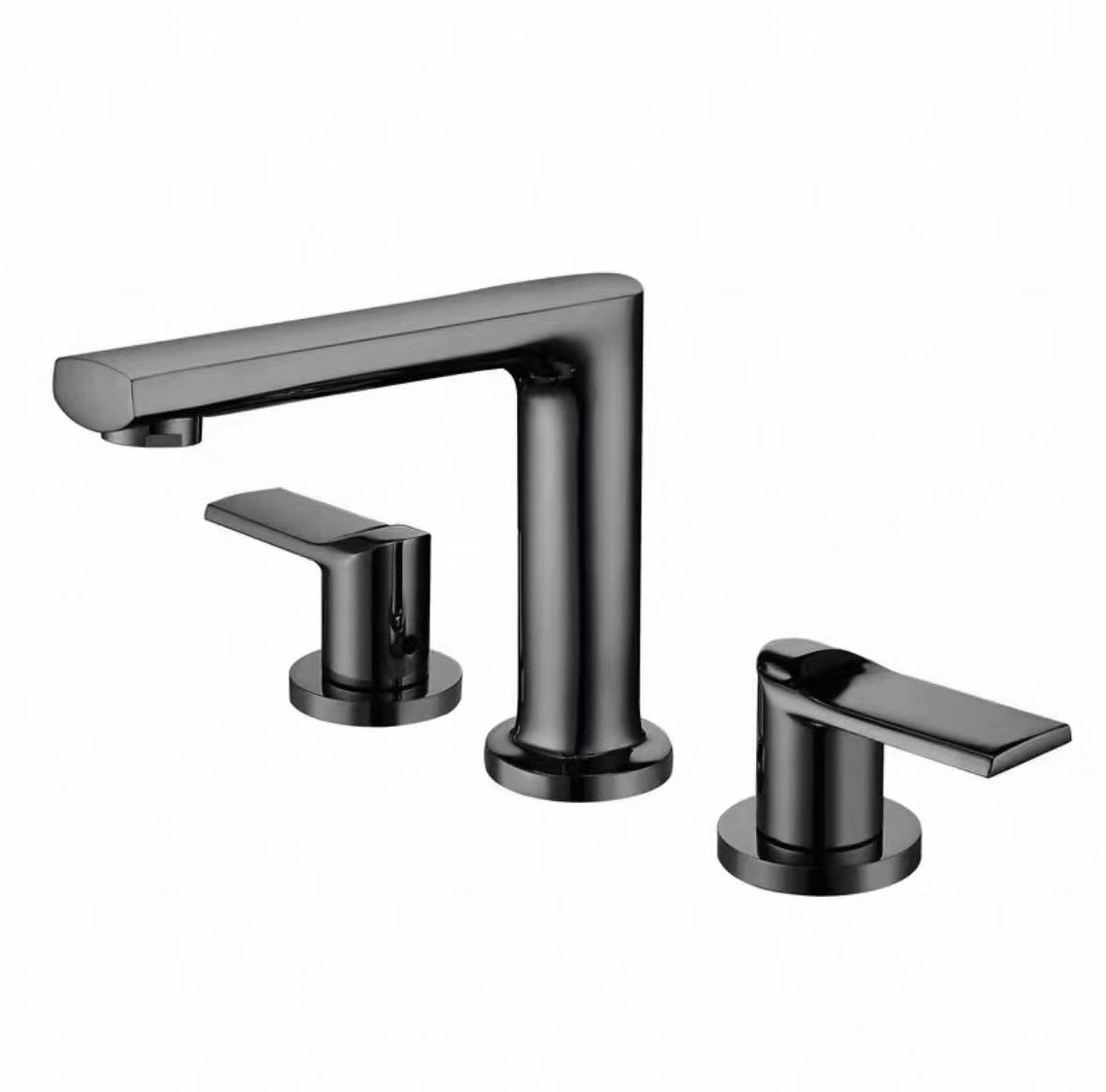 Faucet Tiga Gagang Cermin Hitam Mengkilap