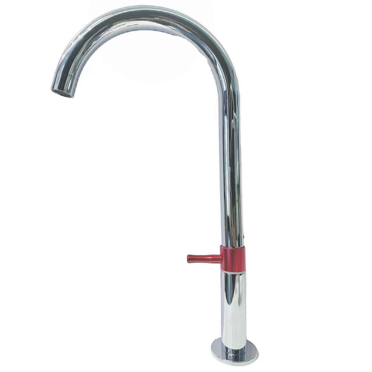 Keran Wastafel Dapur Dingin Tunggal Gooseneck Lengkungan Tinggi Mengkilap