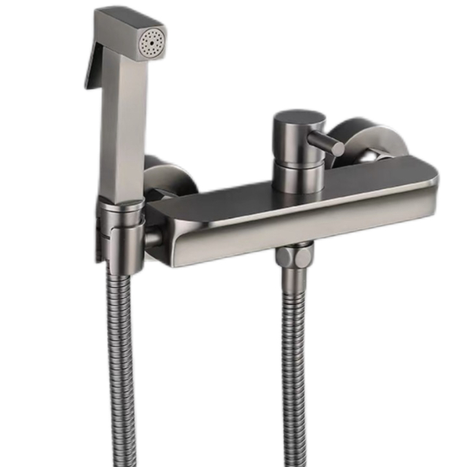 Set Penyemprot Bidet Panas dan Dingin Abu-abu Gunmetal