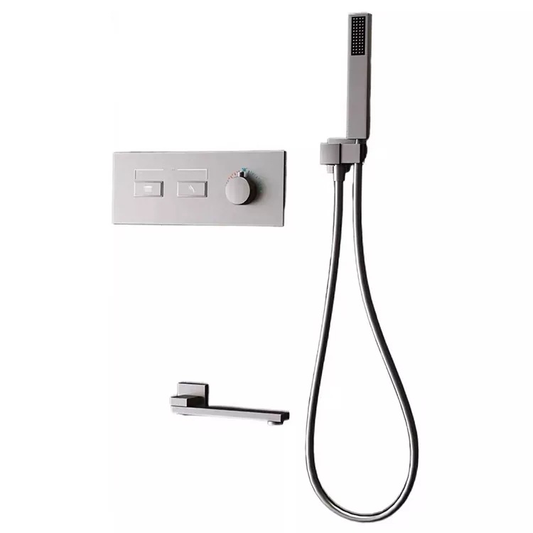 Kepala Pancuran Dual-Outlet Dark Gunmetal Minimalis